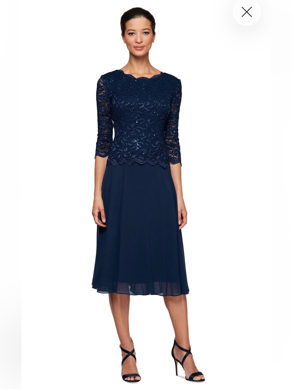 Like New Women’s Formal Dress - Alex Evenings Sequined Lace Midi Size 16
